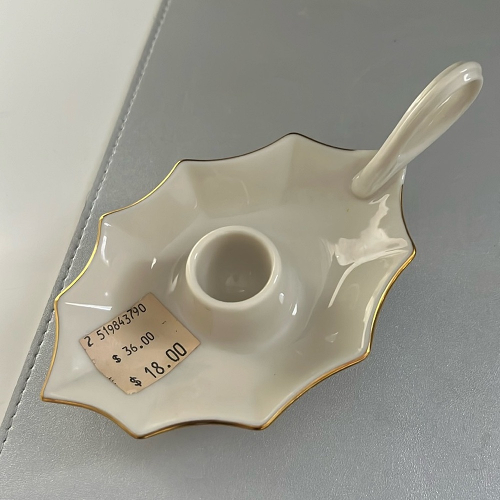 Lenox Candle Stick Holder with Gold Trim